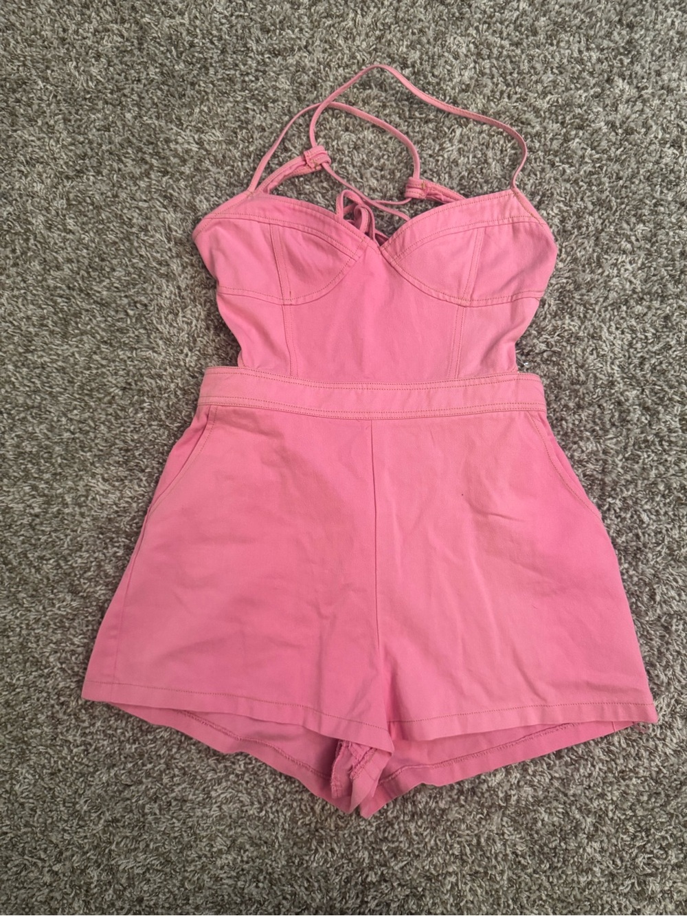 Strappy Pink Romper with Sweetheart Bodice